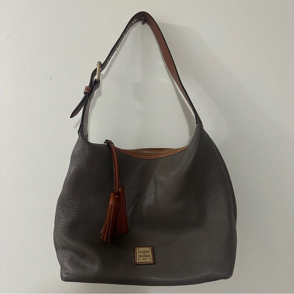 Dooney & Bourke Gray Pebble Grain Leather Paige Sac‎ Hobo Bag